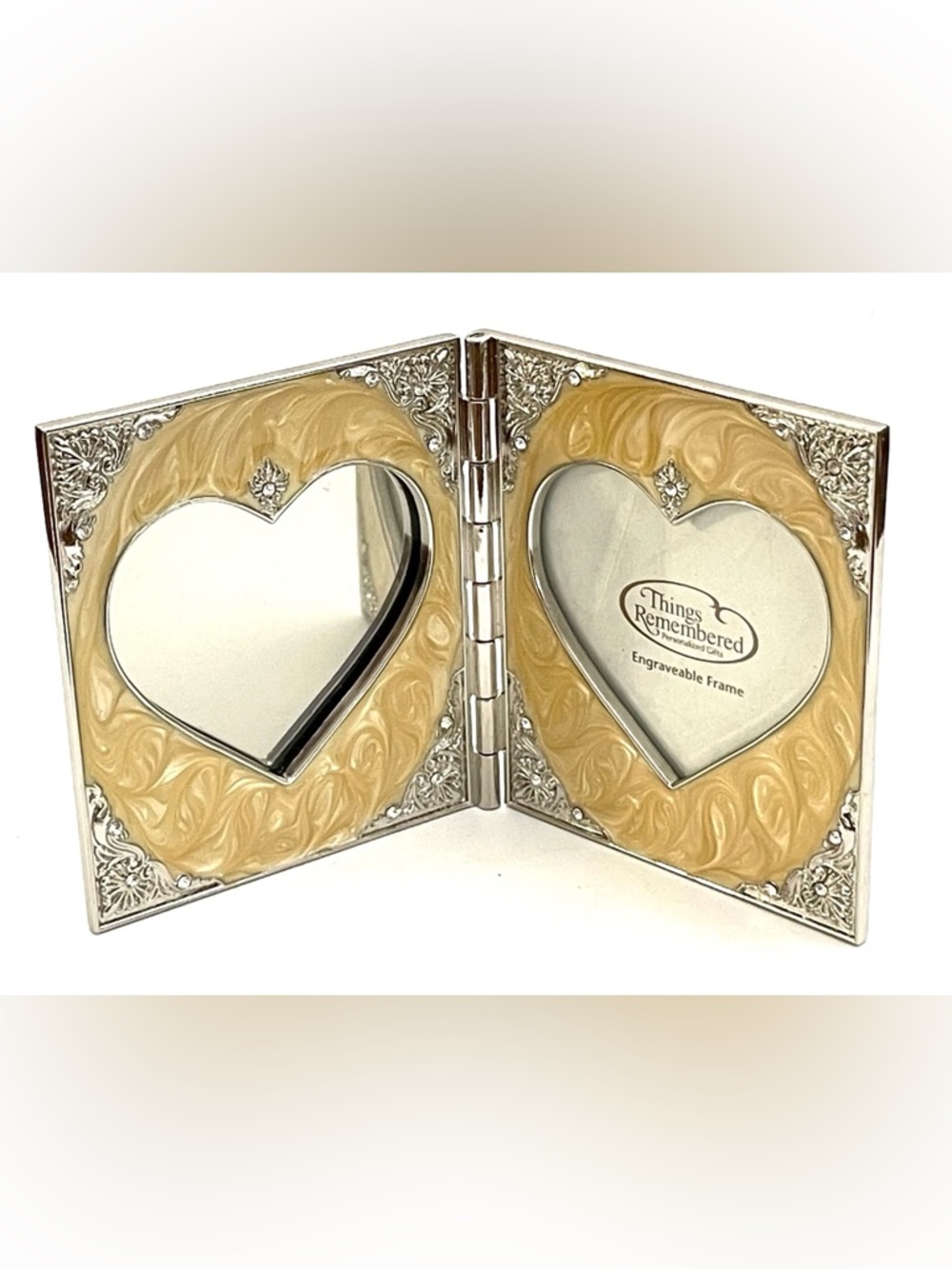 Things Remembered Gold and Silver Heart Double Picture Frame